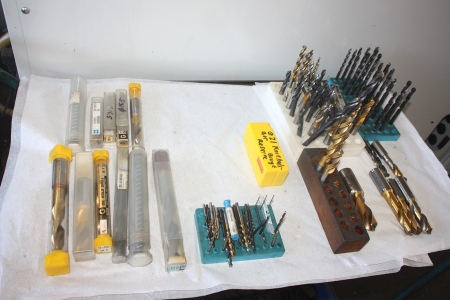 Trolley containing: Various live / carbide drills, files and hand tools, etc.