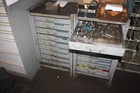 Drawer section containing drills, reamers, etc.