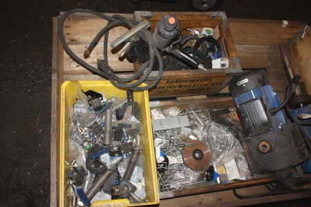 Pallet with various electric motors, pneumatics, etc.