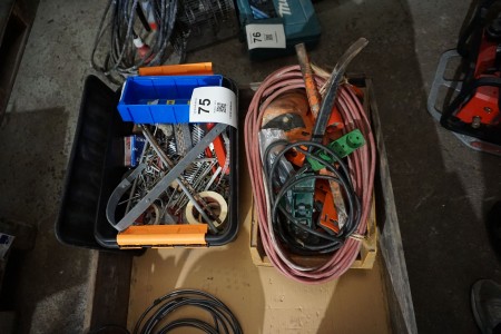 Various tools, nails, screws, etc.