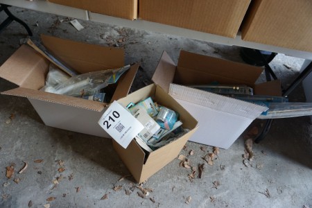 3 boxes with various plumbing articles