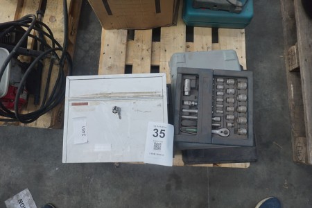 2 pcs. Mailboxes, socket wrench set and drill