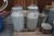Milk jugs, buckets, water pump, etc.