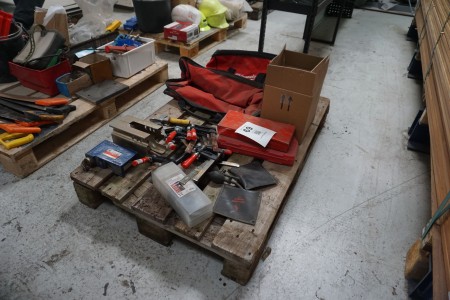Various hand tools, trailer lock, screw clamps, etc.