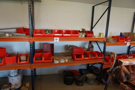 Contents on pallet rack, various bolts