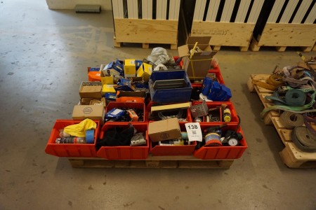 Pallet with various bolts, nuts & cutting discs etc.