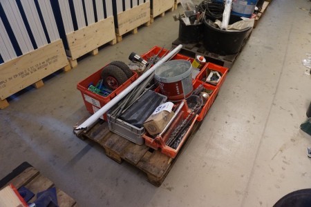 Pallet with various threaded rods & scrubbers etc.