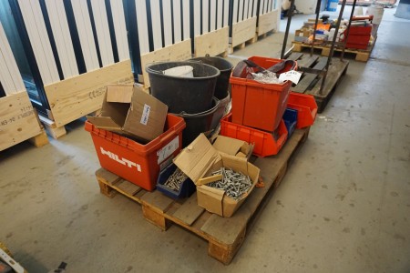 Pallet with various bolts, nuts & fittings
