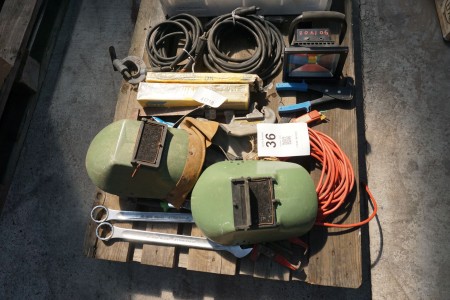 Pallet with various welding accessories