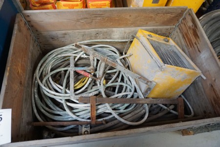 Pallet with various hoses + heating fan