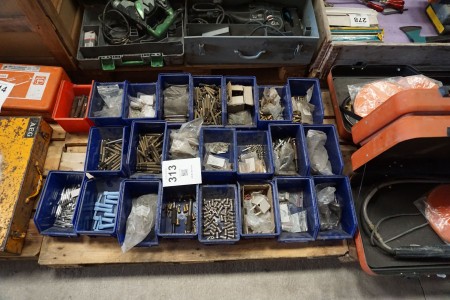 Pallet with various fittings, nuts, etc.