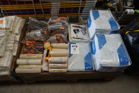 Large batch of gloves, paint rollers & suits etc