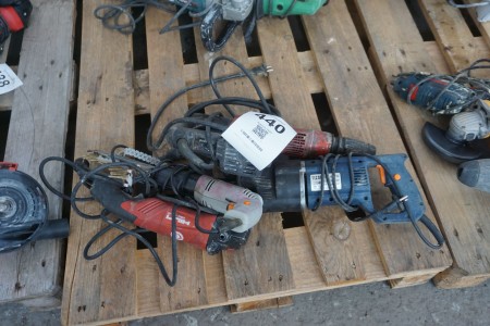 4 pcs. Power tools, Hammer drill, bayonet saw, angle grinder, nail gun, Hilti