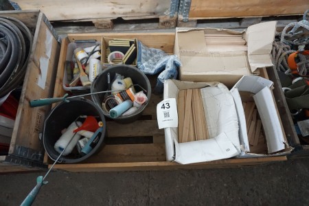 Pallet with various painting equipment
