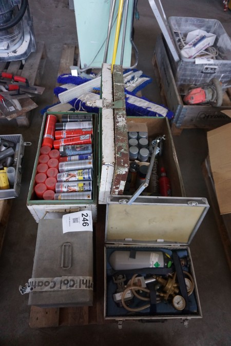 Pallet with various metal cleaners, universal sprays, etc.