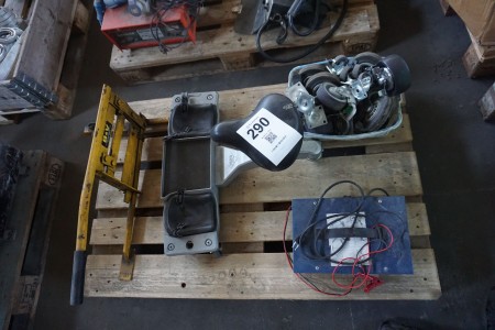 Tile cutter, wheels & battery charger etc.
