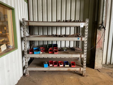 1-bay pallet rack with contents of various clamping tools for milling cutters, etc.