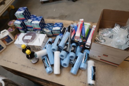 Various paint rollers, cramps, etc.