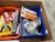 2 boxes of various measuring tapes & lights etc.