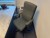 Desk in marble/iron incl. office chair, landline telephone, lamp & bookcase