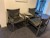 3 pieces. lounge chairs in leather incl. iron table