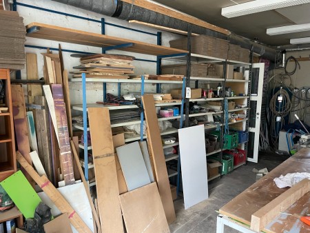 2 pcs. 2-bay workshop shelves with contents