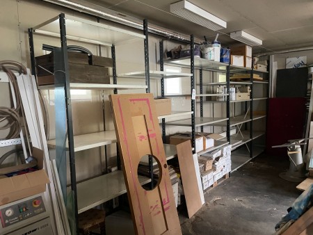 5-bay workshop shelf with contents