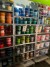 Contents of 1-bay workshop shelf of batch of printing paint for printing