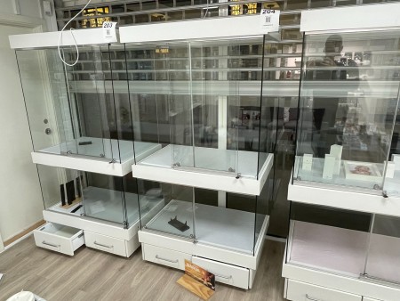 Glass display cases with light