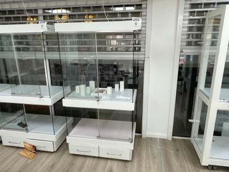 Glass display cases with light