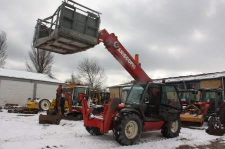 Telescopic Handler. Manitou HT 1637 SL Turbo. Year  2001. Fitted with pallet forks. Basket with remote control