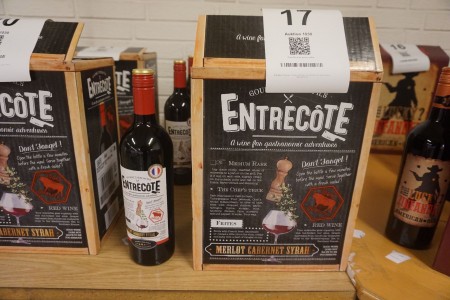 6 bottles of red wine, Entrecôte, Merlot, Cabernet, Syrah