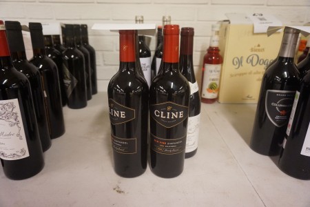 6 bottles of red wine, 2 bottles, Cline, Zinfandel - 4 bottles, Albert Ponnelle, Pinot Noir