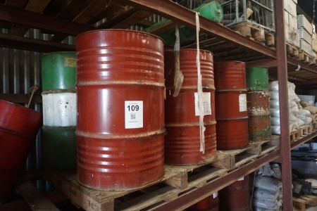 8 barrels containing oil