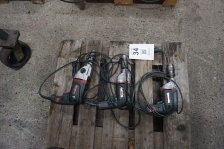3 pieces. drilling machine, Metabo