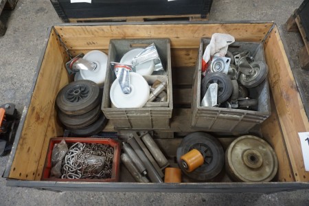 Various wheels for workshop trolleys