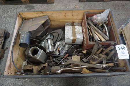 Pallet with various hammers, screwdrivers, etc.