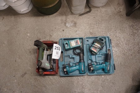 2 pcs. drills, Makita + various crimp guns