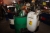 Parti olietønder med diverse rester. I alt ca. 350 liter, bl.a. smøreolie, 10/40, ST 520 SAE 210 W, Antram 4 30