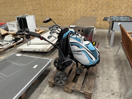 Electric caddy with charger and battery incl. golf bag various golf clubs