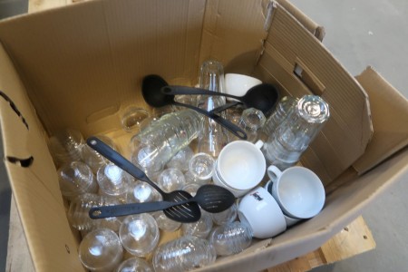 Various glasses, knives, spoons, etc.