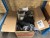 Box with misc. Motorcycle accessories, protection, helmet bags, etc.