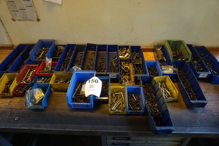 Large batch of bolts, nuts, assortment boxes, etc.