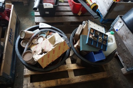 2 boxes with various paints & spare parts