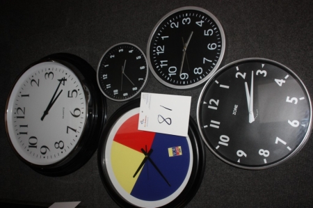 5 wall clocks