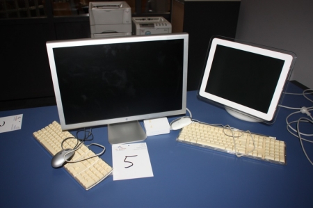Computer, Apple med skærm, tastatur og mus + Imax med tastatur og mus
