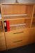 5 bookcases with file drawers, doors, letter tray section (all without content) + radio and speakers, Luxor
