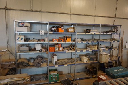 4-bay workshop shelf with contents