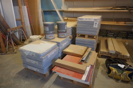 Large batch of acoustic ceiling panels, KNAUF DANOLINE + various red plates