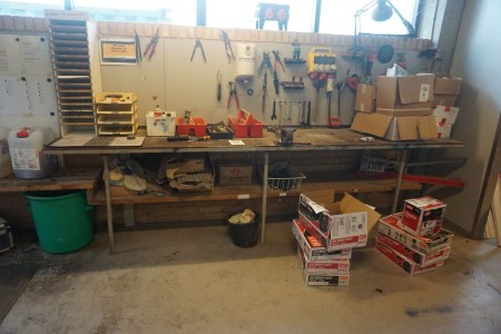 Workshop set-up with contents of various hand tools, etc.